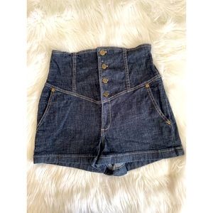Forever 21- Denim High Waisted Botton Up Jean Shorts